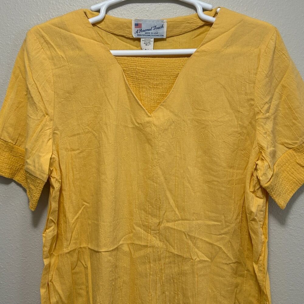 A Personal Touch Tunic Top Womens 1X Yellow V-Neck Short Sleeve